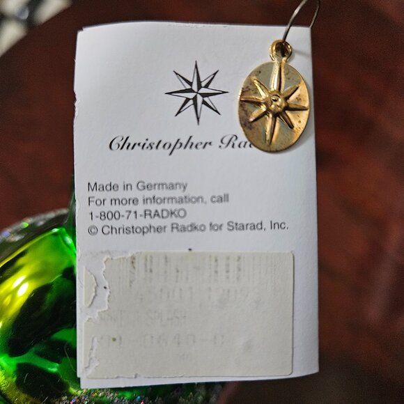 RARE ADORABLE CHRISTOPHER RADKO DRESSED UP FROG BOW TIE CHRISTMAS GLASS ORNAMENT - Picture 6 of 10